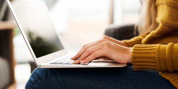 A woman using a laptop