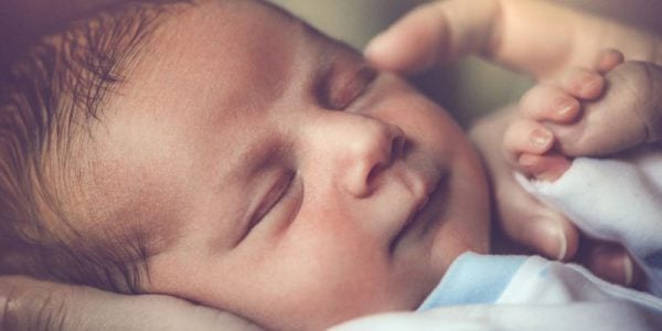 A close-up of a baby
